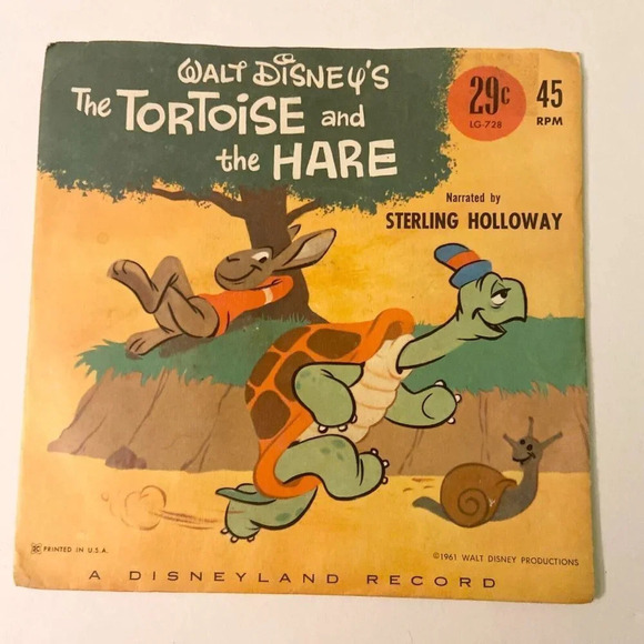 Vintage 1961 Walt Disneys The Tortoise and the Hare 45 Record with Sleeve - Picture 11 of 14